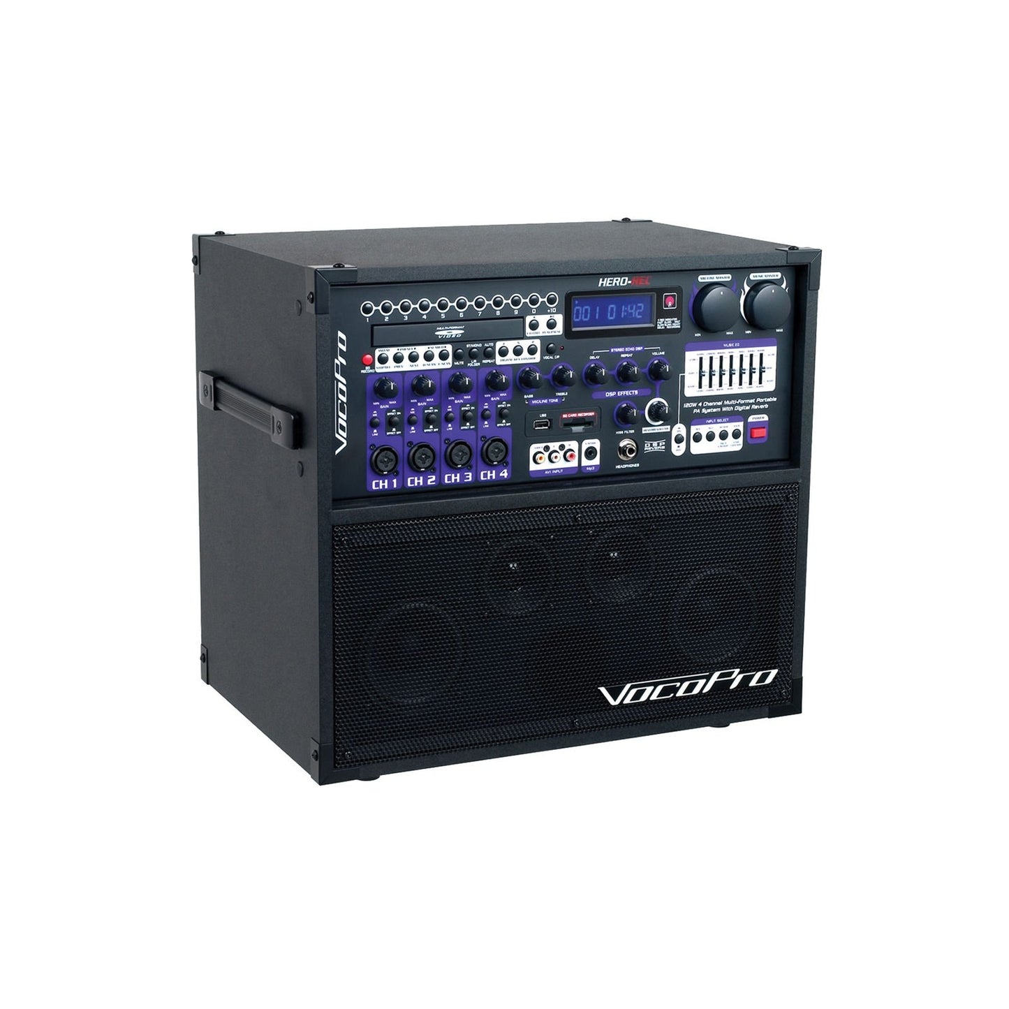 VocoPro HERO-REC Multi-Format Portable P.A. Karaoke System w/ Digital Recorder