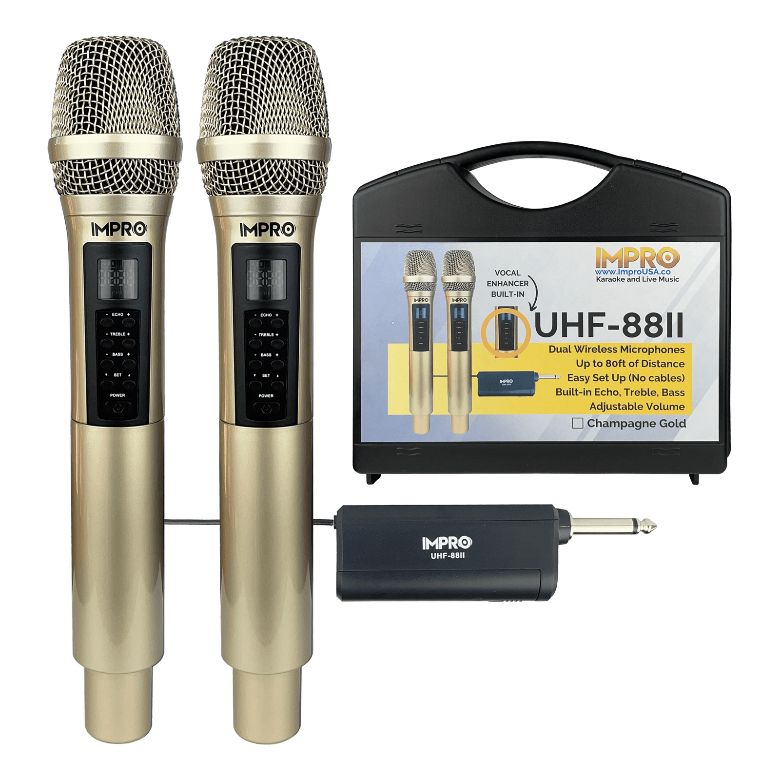 ImPro UHF-88II Professional UHF Wireless Microphones with Case